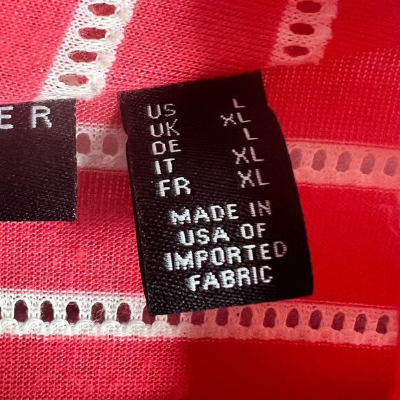 SUSAN GRAVER Women's L Weekend Coral White 3/4 Sleeve Open Lightweight Cardigan‎ - Picture 6 of 9